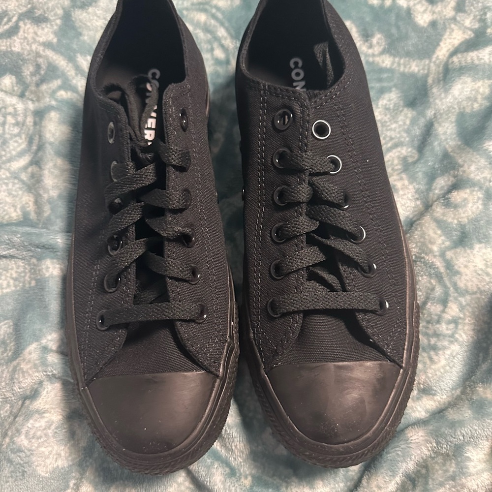 Converse Men's Black Canvas Sneakers - Wide Width, Men’s 6, Women’s 8